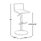 Mara Adjustable Barstool - Set of 2 - Chrome Metal, Camel PU