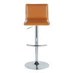 Mara Adjustable Barstool - Set of 2 - Chrome Metal, Camel PU