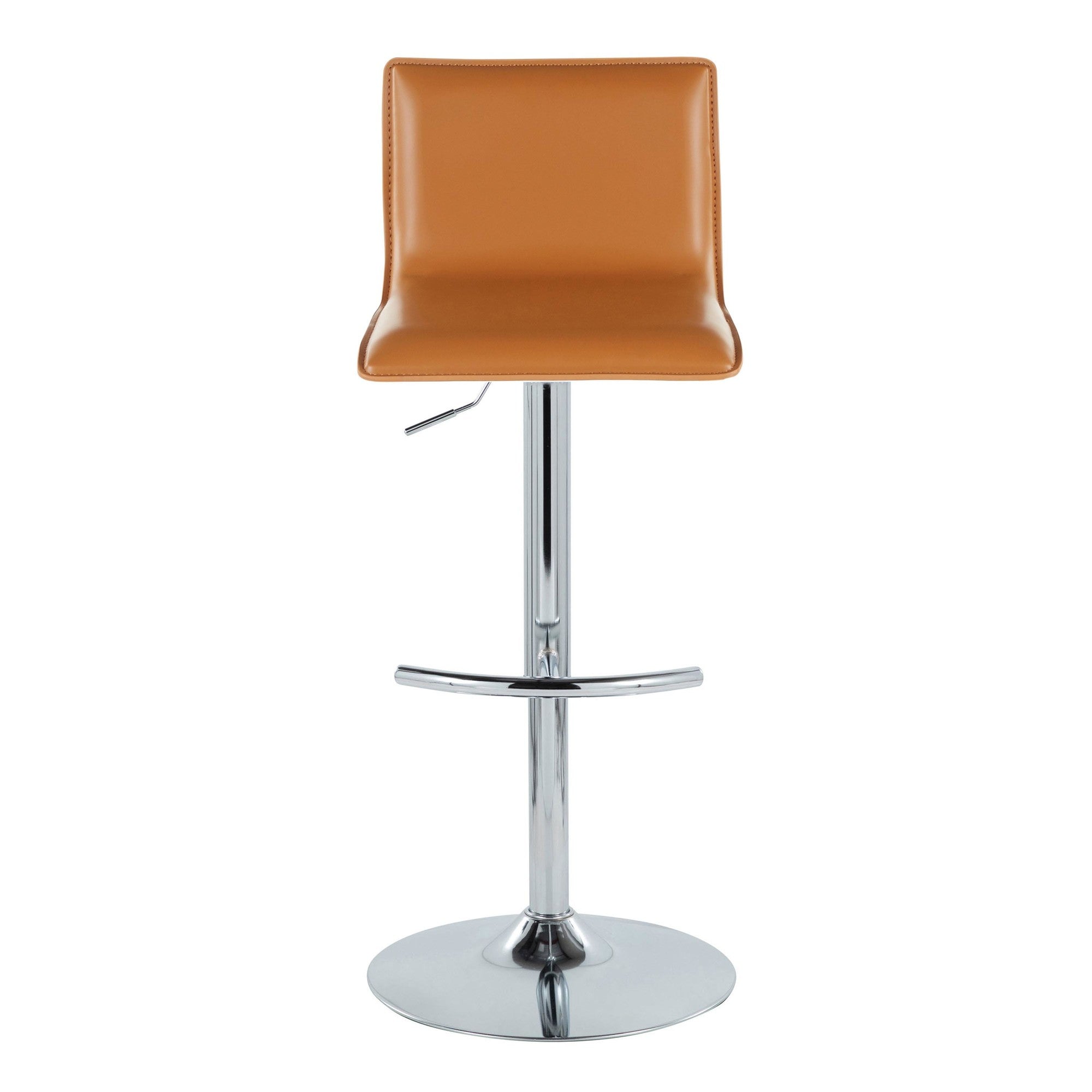 Mara Adjustable Barstool - Set of 2 - Chrome Metal, Camel PU