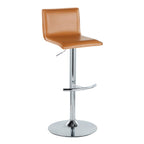 Mara Adjustable Barstool - Set of 2 - Chrome Metal, Camel PU