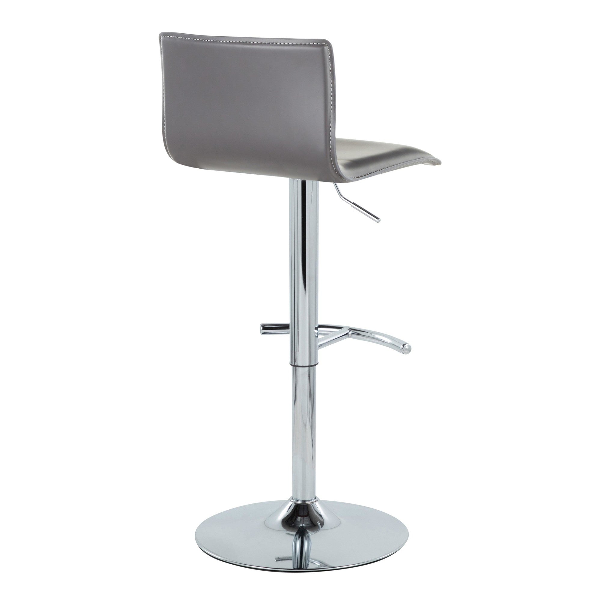 Mara Adjustable Barstool - Set of 2 - Chrome Metal, Grey PU