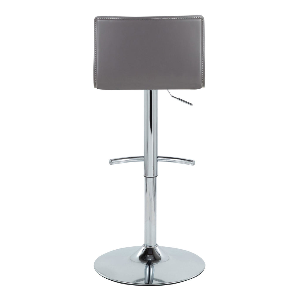 Mara Adjustable Barstool - Set of 2 - Chrome Metal, Grey PU