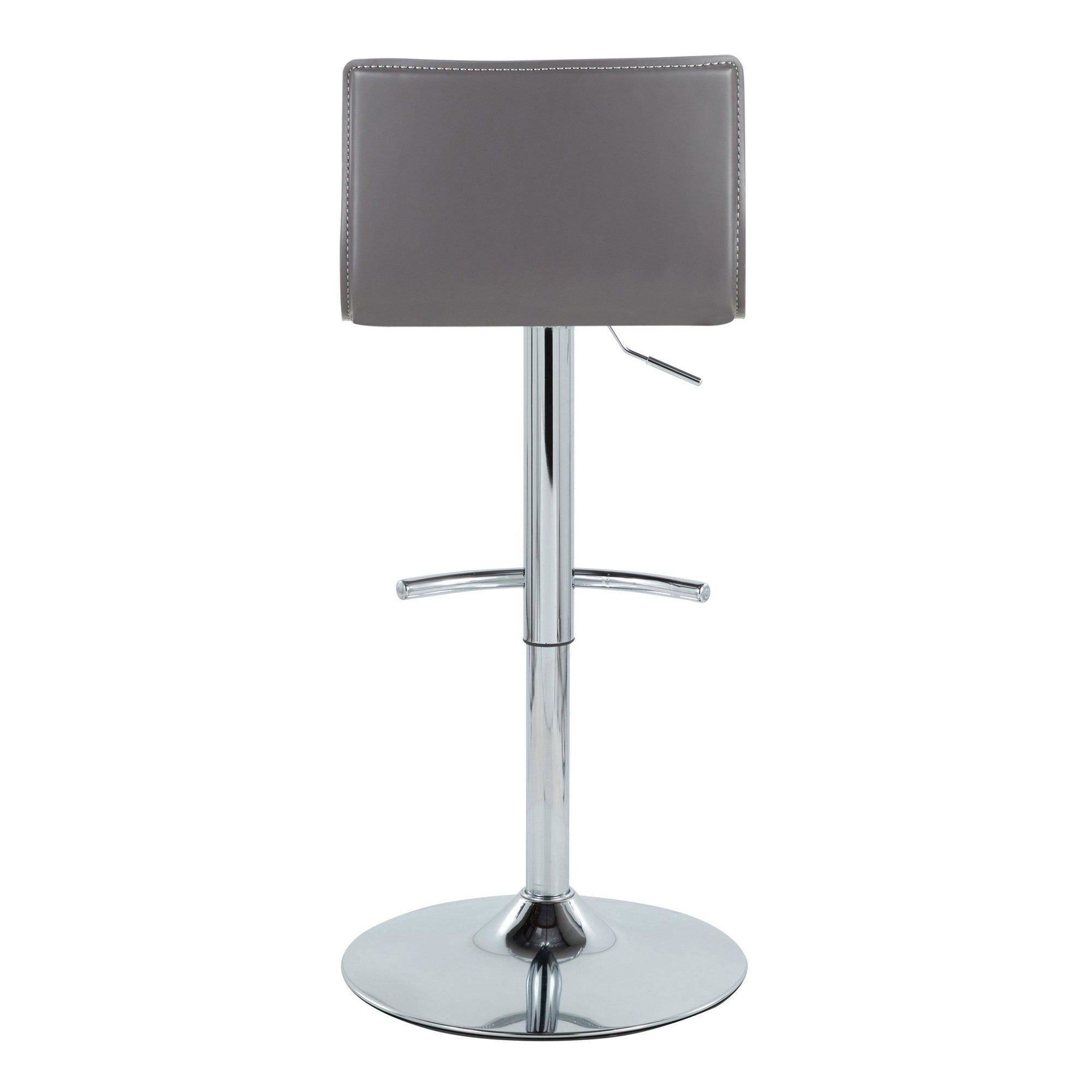 Mara Adjustable Barstool - Set of 2 - Chrome Metal, Grey PU