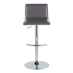 Mara Adjustable Barstool - Set of 2 - Chrome Metal, Grey PU