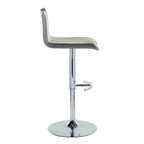 Mara Adjustable Barstool - Set of 2 - Chrome Metal, Grey PU
