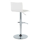 Mara Adjustable Barstool - Set of 2 - Chrome Metal, White PU