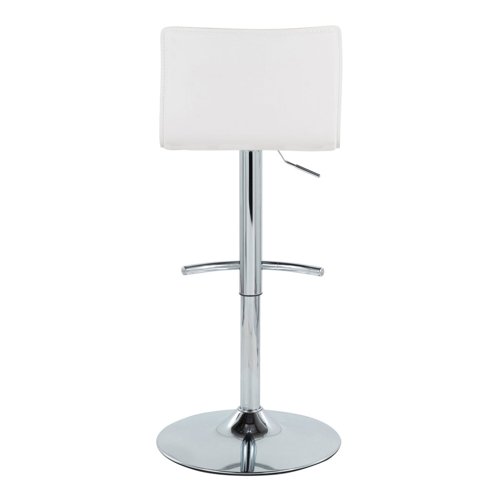 Mara Adjustable Barstool - Set of 2 - Chrome Metal, White PU