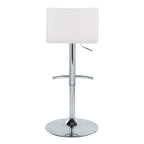 Mara Adjustable Barstool - Set of 2 - Chrome Metal, White PU
