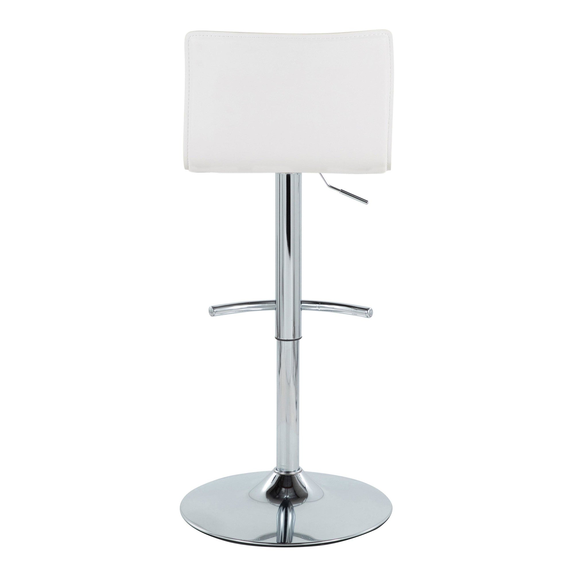 Mara Adjustable Barstool - Set of 2 - Chrome Metal, White PU