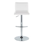 Mara Adjustable Barstool - Set of 2 - Chrome Metal, White PU
