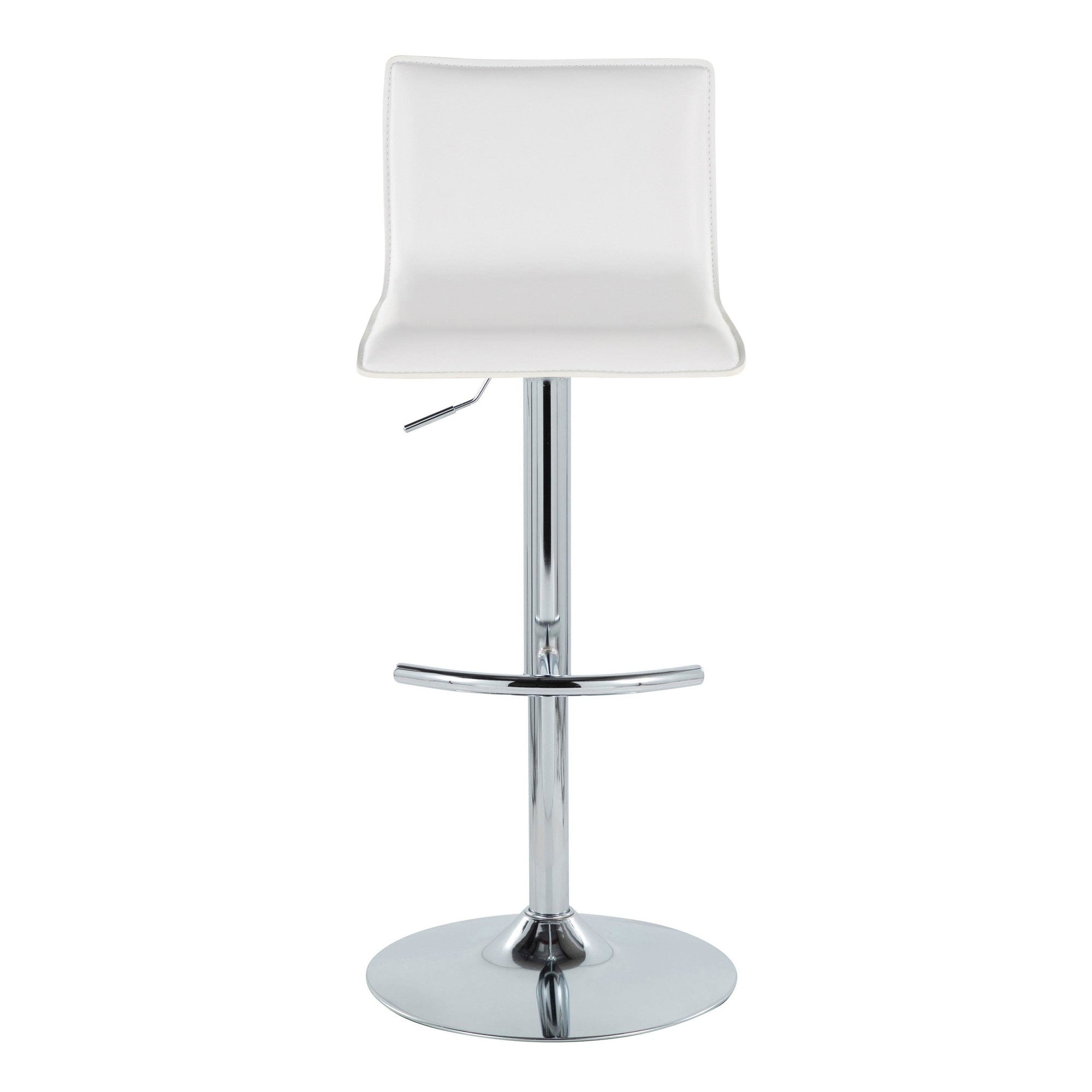 Mara Adjustable Barstool - Set of 2 - Chrome Metal, White PU