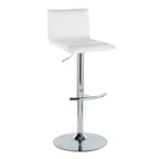 Mara Adjustable Barstool - Set of 2 - Chrome Metal, White PU