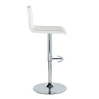 Mara Adjustable Barstool - Set of 2 - Chrome Metal, White PU