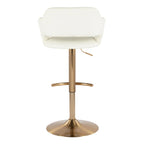 Margarite Adjustable Barstool - Set of 2 - Gold Metal, Cream Pu