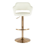Margarite Adjustable Barstool - Set of 2 - Gold Metal, Cream Pu