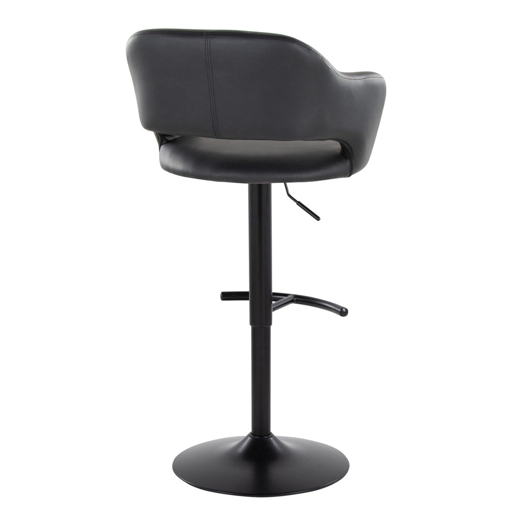 Margarite Adjustable Barstool - Set of 2 - Black Metal, Black PU