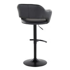 Margarite Adjustable Barstool - Set of 2 - Black Metal, Black PU