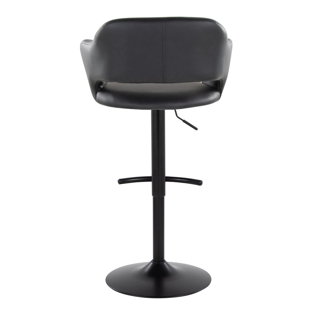 Margarite Adjustable Barstool - Set of 2 - Black Metal, Black PU