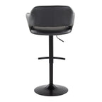 Margarite Adjustable Barstool - Set of 2 - Black Metal, Black PU