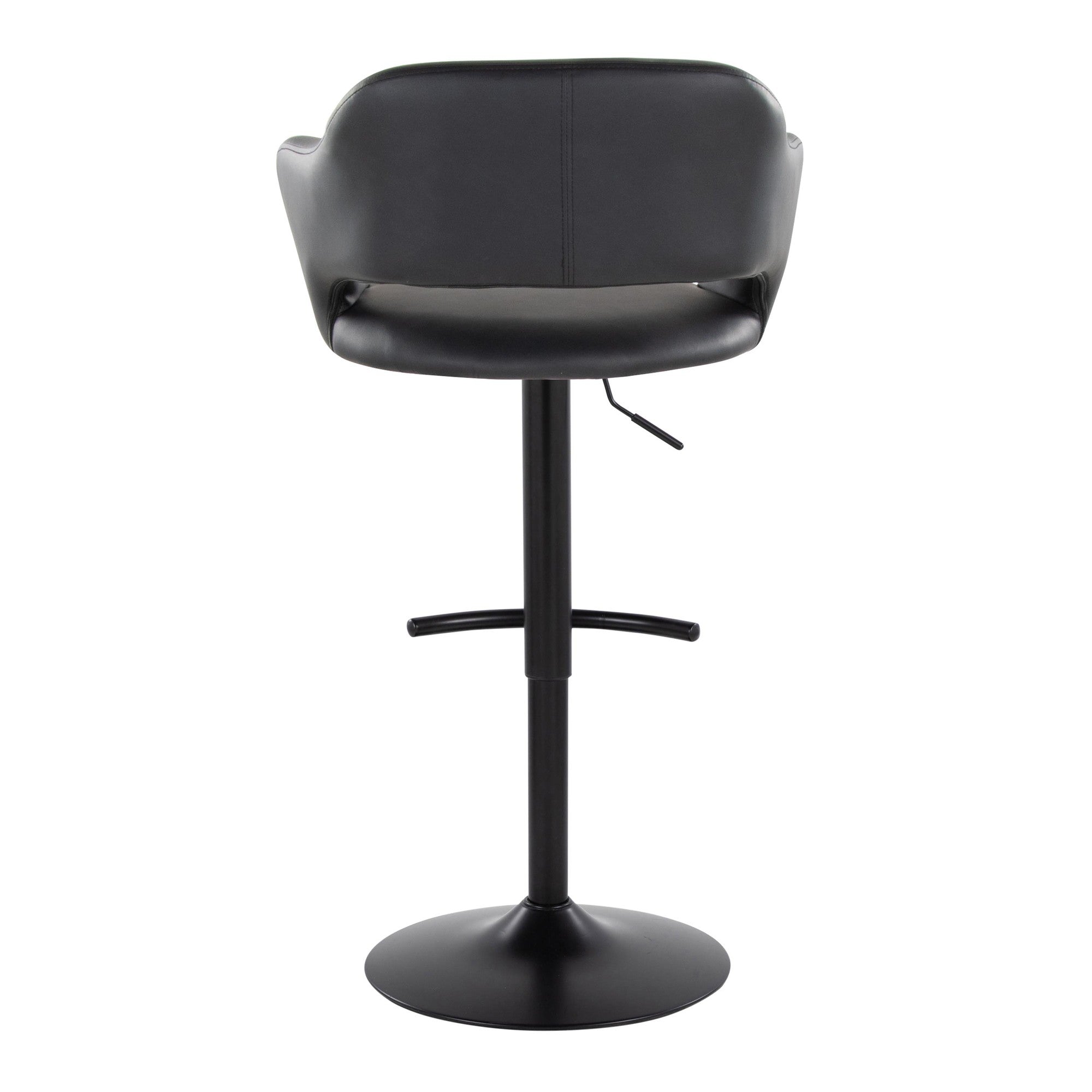 Margarite Adjustable Barstool - Set of 2 - Black Metal, Black PU