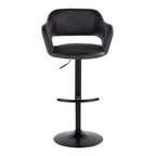 Margarite Adjustable Barstool - Set of 2 - Black Metal, Black PU