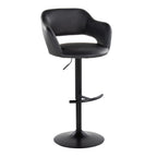 Margarite Adjustable Barstool - Set of 2 - Black Metal, Black PU