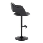 Margarite Adjustable Barstool - Set of 2 - Black Metal, Black PU