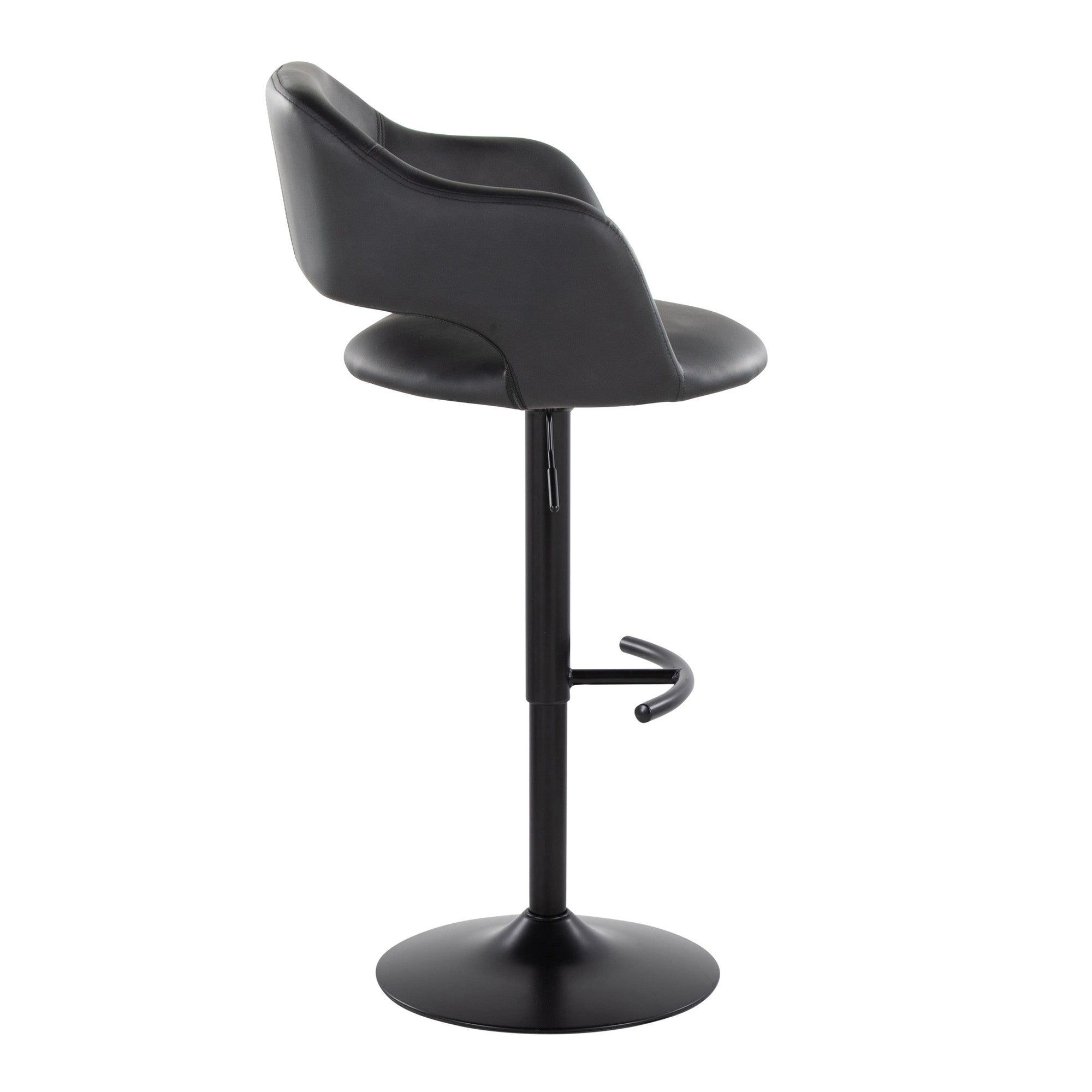 Margarite Adjustable Barstool - Set of 2 - Black Metal, Black PU