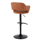 Margarite Adjustable Barstool - Set of 2 - Black Metal, Brown PU