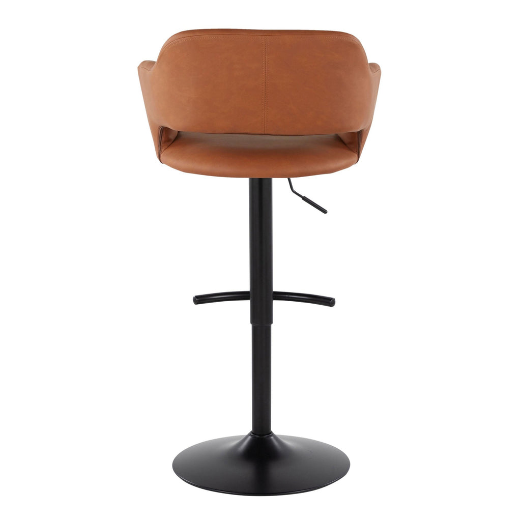 Margarite Adjustable Barstool - Set of 2 - Black Metal, Brown PU