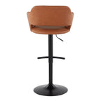 Margarite Adjustable Barstool - Set of 2 - Black Metal, Brown PU