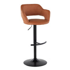 Margarite Adjustable Barstool - Set of 2 - Black Metal, Brown PU