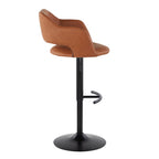 Margarite Adjustable Barstool - Set of 2 - Black Metal, Brown PU