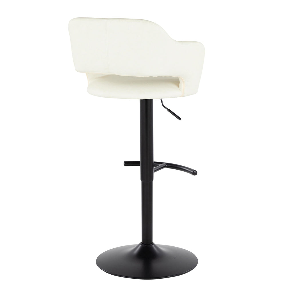 Margarite Adjustable Barstool - Set of 2 - Black Metal, Cream PU