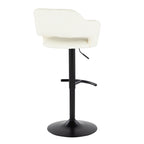 Margarite Adjustable Barstool - Set of 2 - Black Metal, Cream PU