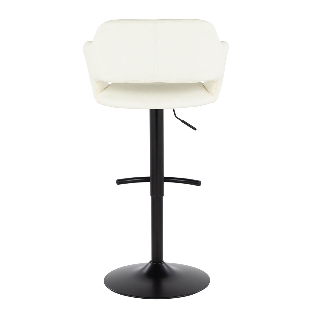 Margarite Adjustable Barstool - Set of 2 - Black Metal, Cream PU