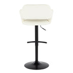 Margarite Adjustable Barstool - Set of 2 - Black Metal, Cream PU
