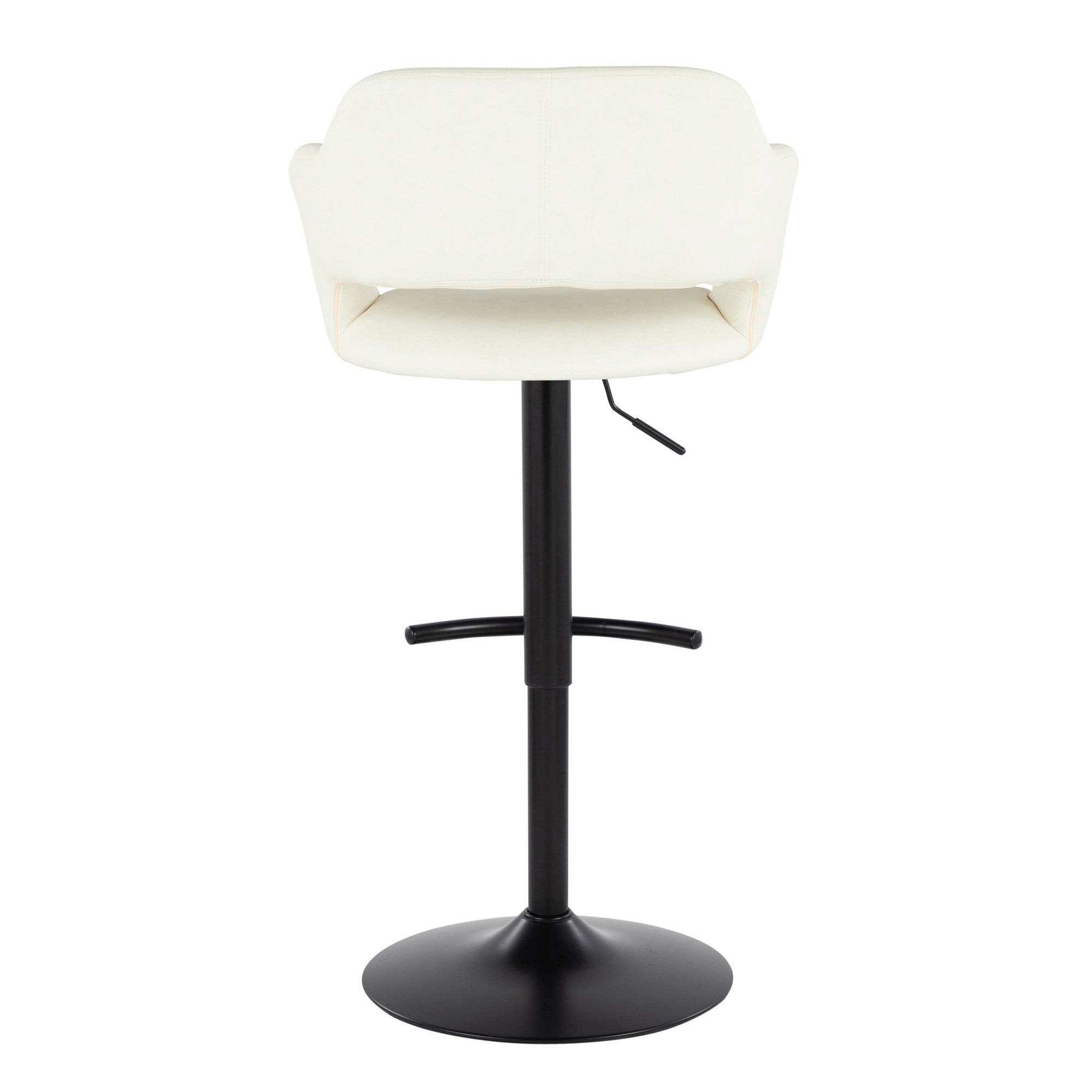 Margarite Adjustable Barstool - Set of 2 - Black Metal, Cream PU