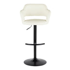 Margarite Adjustable Barstool - Set of 2 - Black Metal, Cream PU