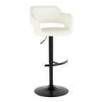 Margarite Adjustable Barstool - Set of 2 - Black Metal, Cream PU