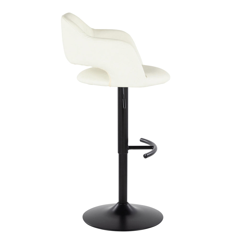 Margarite Adjustable Barstool - Set of 2 - Black Metal, Cream PU