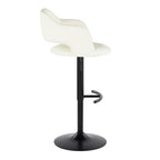 Margarite Adjustable Barstool - Set of 2 - Black Metal, Cream PU