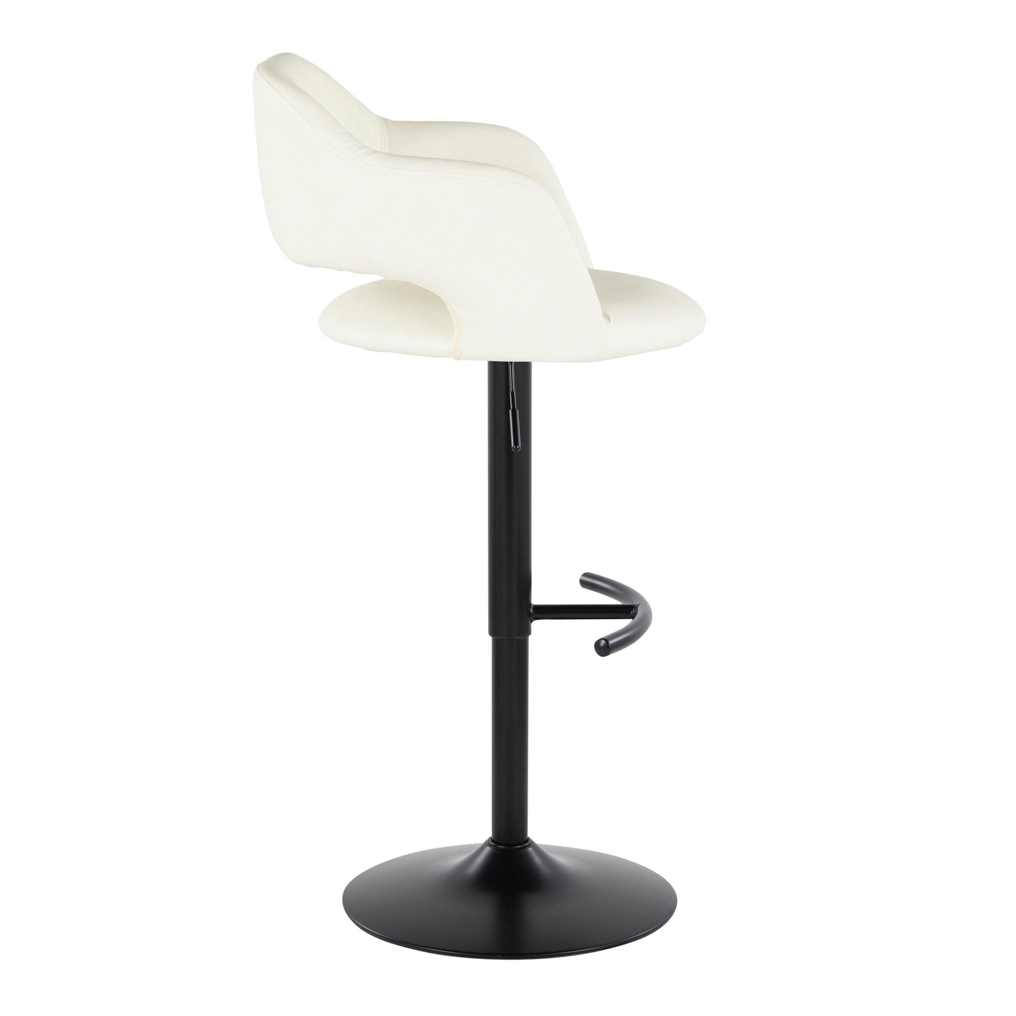 Margarite Adjustable Barstool - Set of 2 - Black Metal, Cream PU