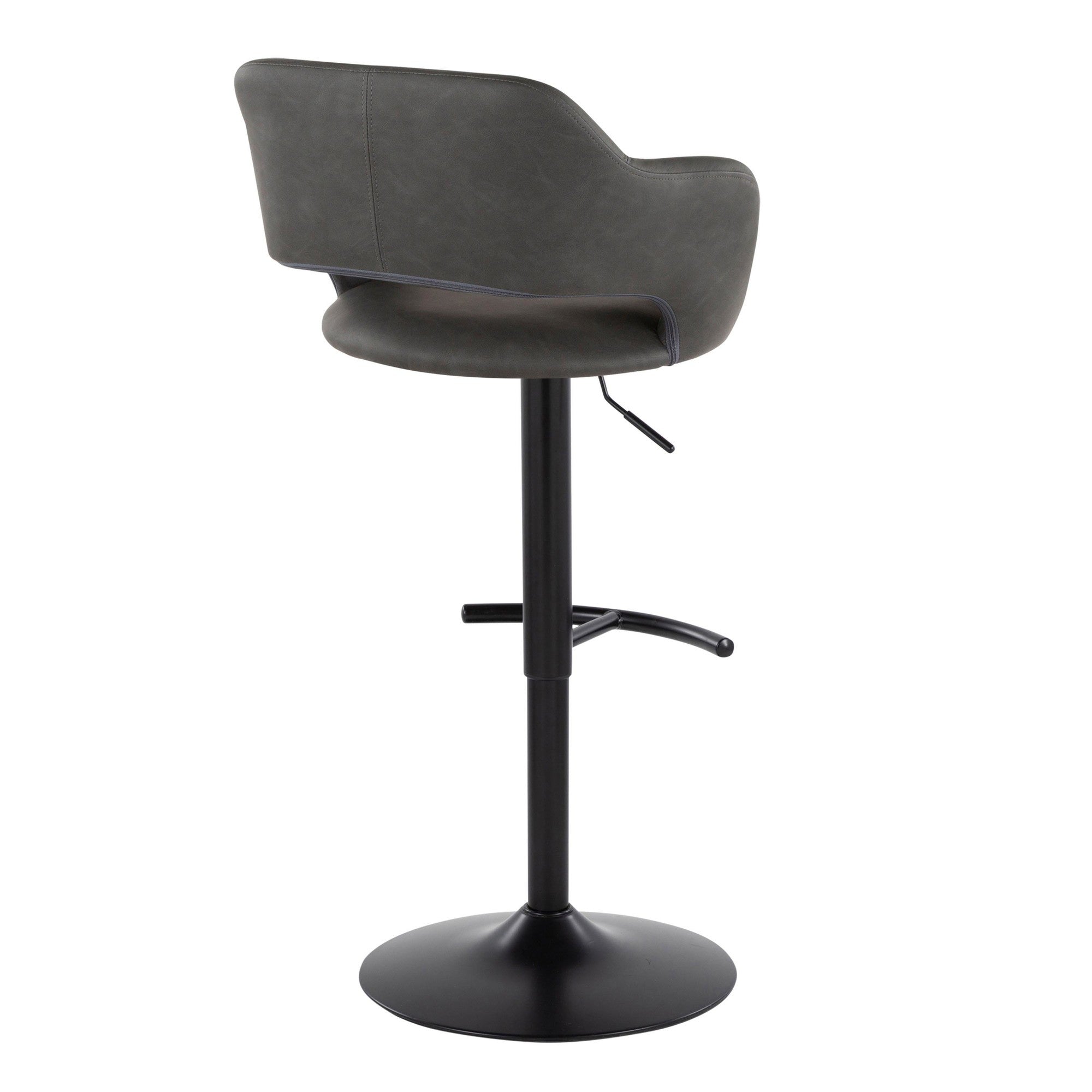 Margarite Adjustable Barstool - Set of 2 - Black Metal, Grey PU