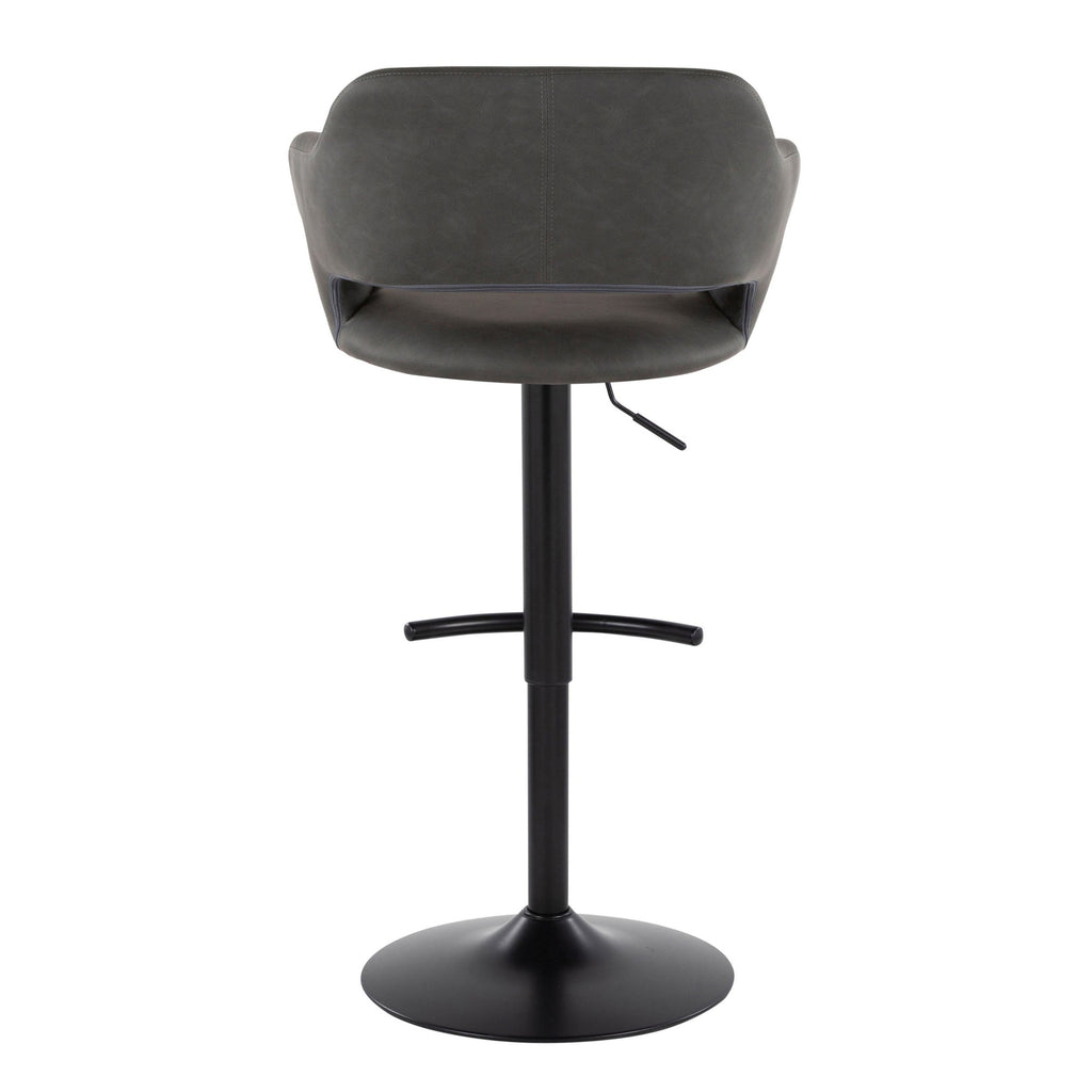 Margarite Adjustable Barstool - Set of 2 - Black Metal, Grey PU