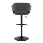 Margarite Adjustable Barstool - Set of 2 - Black Metal, Grey PU