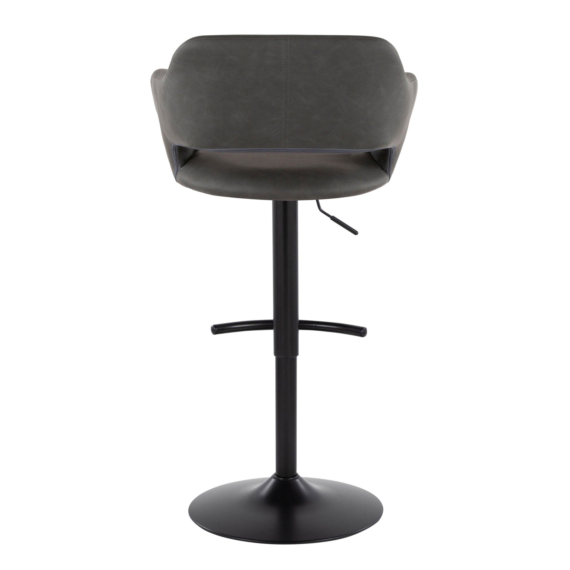 Margarite Adjustable Barstool - Set of 2 - Black Metal, Grey PU