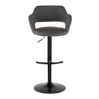Margarite Adjustable Barstool - Set of 2 - Black Metal, Grey PU