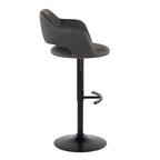 Margarite Adjustable Barstool - Set of 2 - Black Metal, Grey PU