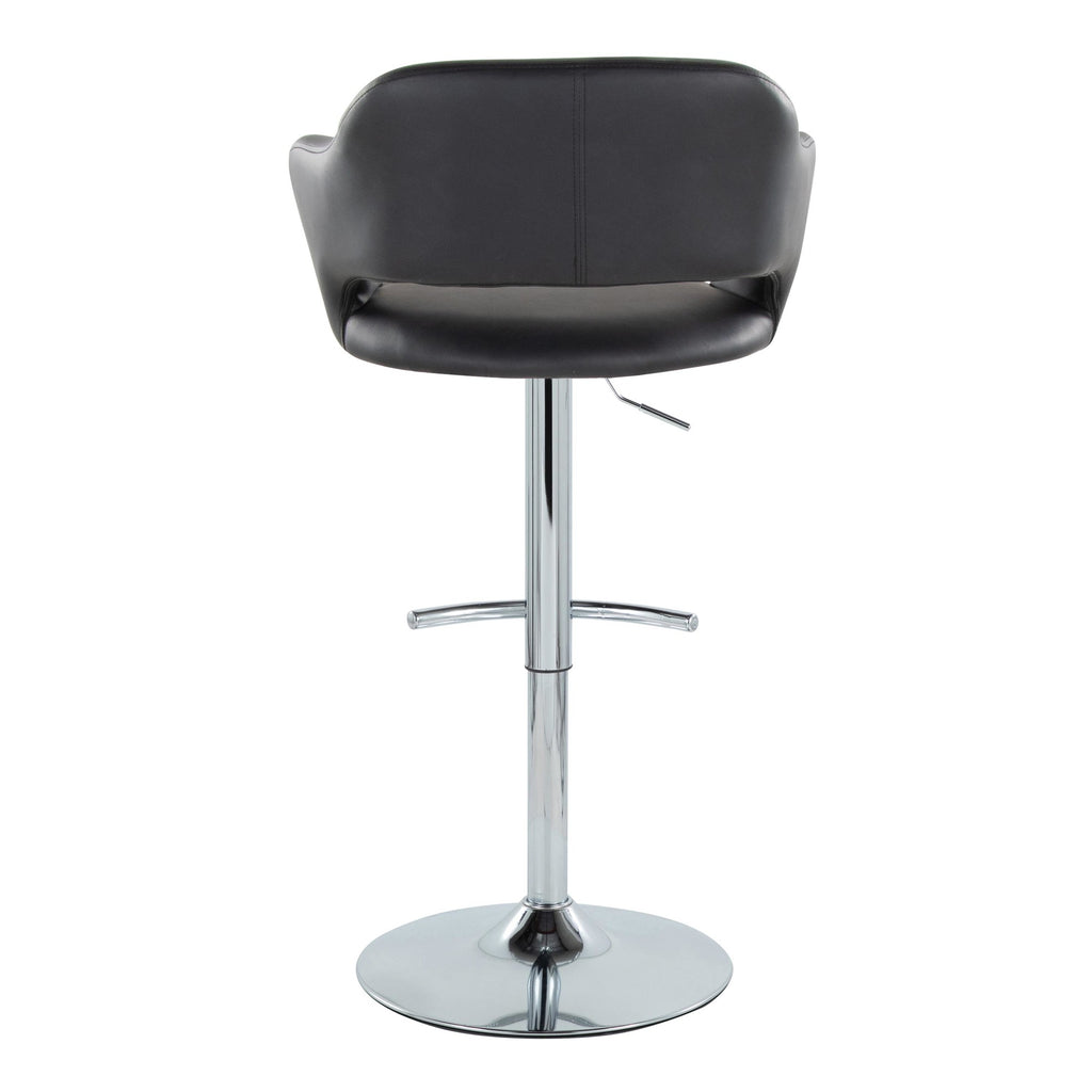 Margarite Adjustable Barstool - Set of 2 - Chrome Metal, Black PU